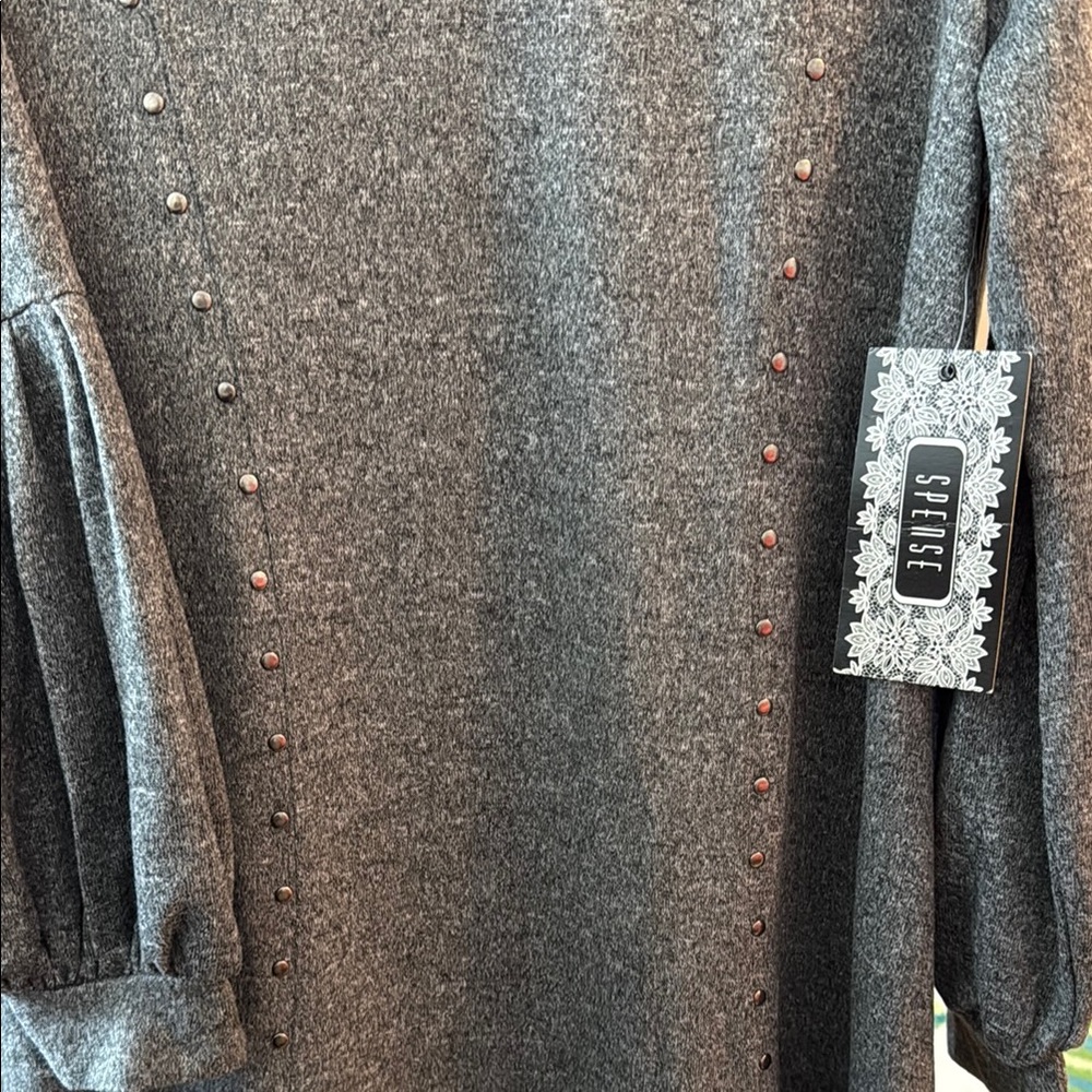 Spense Gray Bishop Sleeve Sweater Dress